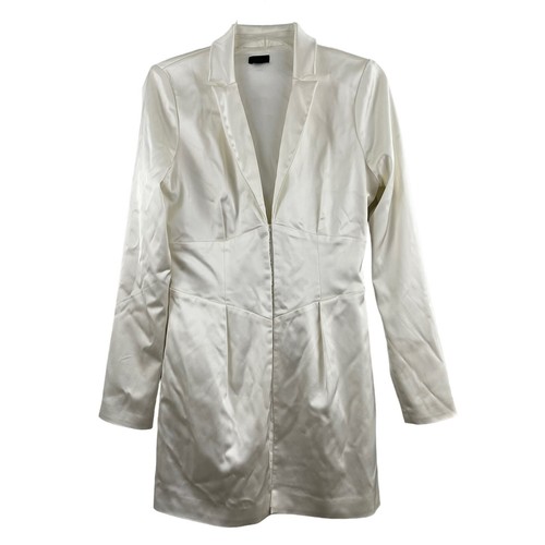 OFF WHITE Abito Giacca Revolve NBD Mala Tg Media Off Bianco Raso Gancio Occhi Maniche Lunghe