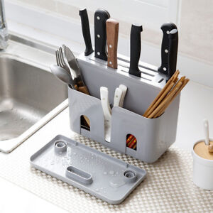 Kitchen Knife Blocks Holder Spoon Forks In-Drawer Knife Organizer Storage Rack