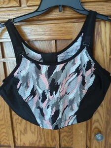 Women's Glamorise Pink, Black & Gray Patterned Wire Free Sports Bra Sz. 44D - Picture 1 of 4