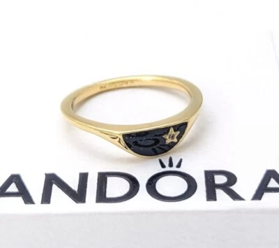 Auténtico anillo de sello PANDORA ME 14K enchapado en oro esterlina esmalte a la mitad 7,5 Foto 1 de 4