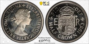 UK - GREAT BRITAIN , PROOF 1/2 CROWN 1953 PCGS PR 65 ( P1 ) , RARE - Picture 1 of 1