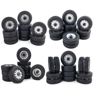 Front Rear Wheel Hub With Rubber Wheels Tyre Tires for Tamiya 1/14 RC Tractor - Picture 1 of 26