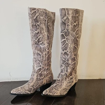 Botas de Vaquero Zara Piel de Serpiente Estampado Animal EU 37 US Para Mujer 6.5 Foto 1 de 4