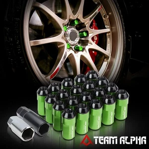 20x 12mmx1.25 {EXTENDED} Black Steel Body w/53mm Green Aluminum Cap Rim Lug Nut - Picture 1 of 8
