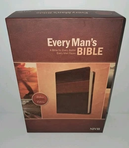 New! Every Man's Bible NIV Deluxe Heritage Edition TuTone LeatherLike Brown/Tan - Picture 1 of 7