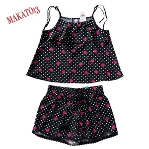 Justice Girls Size 12 Ruffle Tank Top & Shorts 2pc Set Black Ladybug Polka Dot - Picture 1 of 8