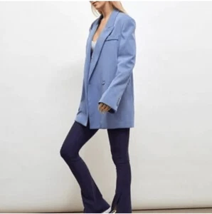 NWT Carbon38 Double Breasted Light Blue Oversized Blazer - Picture 1 of 8