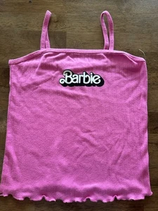 Barbie Size XSmall Purple Pink Ribbed Tank Top Lettuce Edge Bottom Barbie Logo - Picture 1 of 2