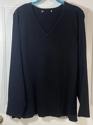 Avenue Mujeres 2X Suéter Negro Túnica Boho Cuello en V Talla Grande Oficina Carrera Foto 1 de 4