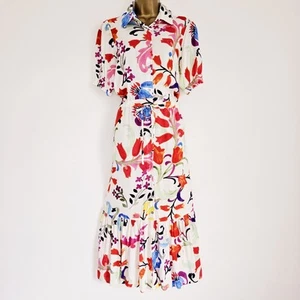 NEW Wallis 8-20 Collared Floral Print Pink Blue Red White Midi Tea Shirt Dress - Picture 1 of 9
