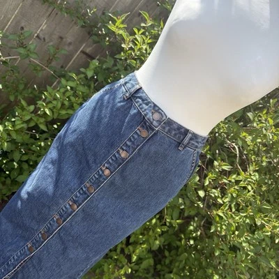 Warehouse Denim Skirt Blue Button Front Pockets Western Long Cowboy UK 10 - Image 1 of 4