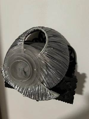 Silver Lame Church Derby  Hat Wedding  Made USA  Sylvia St Louis NY - Image 1 of 4