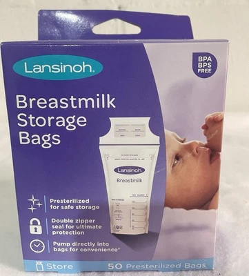 Bolsa de almacenamiento de leche materna Lansinoh (50 quilates) sello de doble cremallera presterilizada sin BPA y BPS Foto 1 de 4
