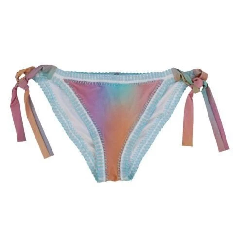 Nuevo traje de baño platino para mujer con ribete de ganchillo y corbata lateral elástica M L Foto 1 de 1