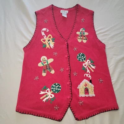 B.P. Suéter cárdigan adornado con Navidad rojo de diseño para mujer talla grande Foto 1 de 4