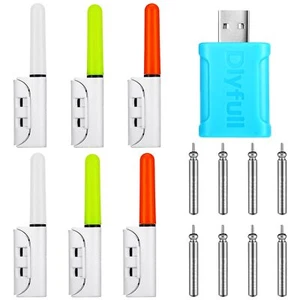 6 Pcs Fishing Glow Stick Pole Lights LED Night Fishing with Batteries & Charger - Picture 1 of 7