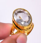 Natural Crystal 925 Silver 18k Yellow Gold Plated Ring S.9 R7623-515