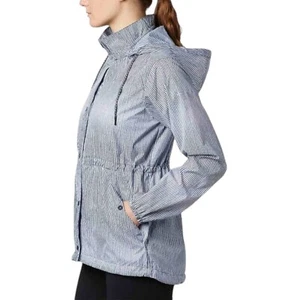 Columbia Windbreaker Gable Island Jacket Ombre Stripes Snap Front Hood Womens L - Picture 1 of 12