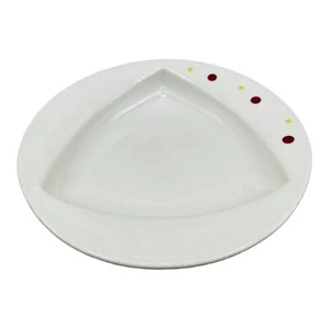 Homer Laughlin 11" White Pasta Bowl Plates Triangle Center Rimmed Polka Dots - Picture 1 of 9