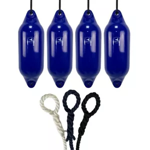 4 x HURRICANE Boat Fenders: Sea Blue PM03 - FREE SPLICED END 10MM ROPE - Picture 1 of 2