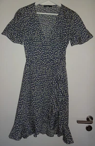 ONLY Wickelkleid Kleid blau mit Blumen wrap Größe 34 - Bild 1 von 7