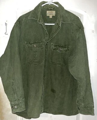 Cabela’s Deerskin Soft Chamois Green XLarge Long Sleeve Heavy Cotton RN#56835 - Image 1 of 4