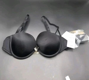 DEBENHAMS BLACK STRAPLESS PADDED UNDERWIRE 5 WAY CONVERTIBLE BRA UK 32A New - Picture 1 of 2