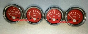2" / 52mm Electrical Oil Pressure Temperature Volt Fuel Gauge - Red Face - Picture 1 of 3