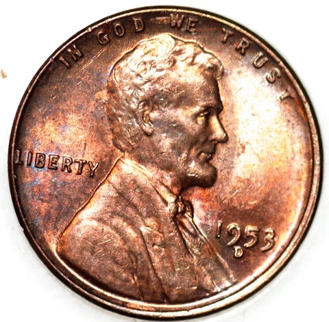 * 1953-D Wheat Cent Uncirculated BU with Select Natural Toning As Shown Cover