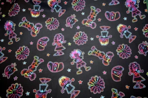RAINBOW KIDS ON BLACK FROM SPRINGS- 100% COTTON FABRIC - Picture 1 of 6