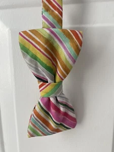 Beau Ties LTD Vermont Pastel Stripe Adjustable Made in USA Cotton Bow Tie - Picture 1 of 4