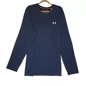 Under Armour Seamless Fitted Shirt Tee Long Sleeve Heatgear Blue Mens Size 3XL - Picture 1 of 13