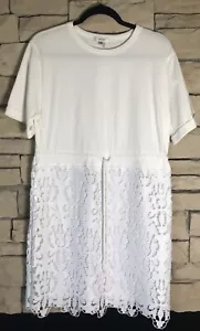 TYLER BOE T-Shirt Bodice/Lined Eyelet Skirt Dress - Drawstring Waist Sz XS Beach - Picture 1 of 8