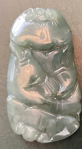 Green Colored Two Sided Jadeite Dolphin? Magical Mushroom Translucent Pendant - Picture 1 of 9