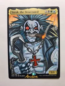 YAROK, THE DESECRATED LOBO DC COMIC MAGIC ALTERED ART HAND PAINT BY DEMIAN SOLIS - Picture 1 of 12