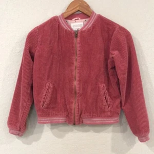Gymboree Girls L 10/12 Coat Jacket Rose Pink Corduroy Varsity Bomber 100% Cotton - Picture 1 of 10