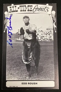 Edd Roush Signed TCMA All Time Greats Postcard Reds Baseball Autograph TPG - Picture 1 of 3