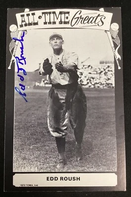 Edd Roush Signed TCMA All Time Greats Postcard Reds Baseball Autograph TPG - Image 1 of 3