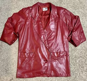 G-III Ledermantel Jacke Damen Größe Large Burgund gefüttert Freizeit Damen Vintage - Bild 1 von 22