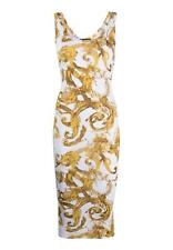 NWT VERSACE JEANS COUTURE WHITE MIDI DRESS WITH BAROQUE PRINT 76HAO9B6 JS291