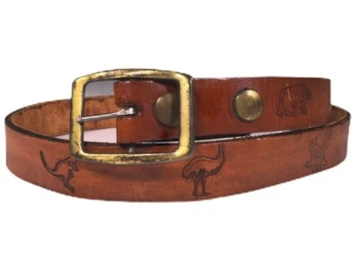 Cinturón HIPPIE de Colección Años 70 Tallado a Mano Animales de Vida Silvestre TOOLED Pareja Bailarina Cuero Foto 1 de 4