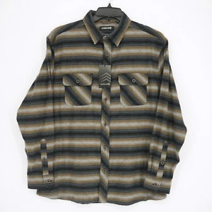 Solaris Men's Long-Sleeve Heavy Flannel Shirt L Gray Tan Striped NWT $89.50 - Picture 1 of 12