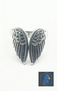 Anello Spirituale Fascia Ala Angelo Argento Sterling 925 Abbraccio Supporto Amore Regalo - Foto 1 di 6