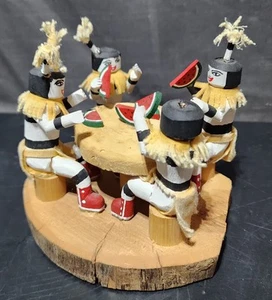 Vintage Native America Hopi Zuni Hano Clown Lot Kachina Doll Family Signed Read - Picture 1 of 11