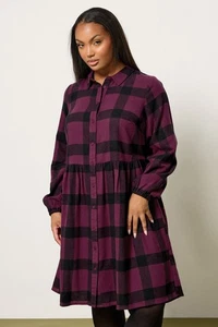 Yours Curve Women's Plus Size Check Shirt Dress - Picture 1 of 11