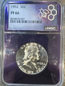 1952 Proof Franklin Half Dollar NGC PF66 – Bright And Beautiful. Purple Core. - Picture 1 of 6
