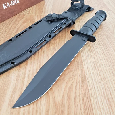 Ka-Bar Fighter Fixed Knife 8.10" 1095 Carbon Steel Blade Black Rubber Handle - Image 1 of 4