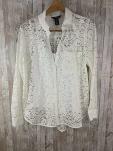 Simply Vera Wang Damen Langarm Bluse Größe Large Spitze transparent mit Trägertop SCHÖN - Bild 1 von 6