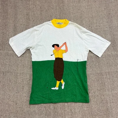 Camisa masculina vintage Hennes & Mauritz média branca década de 1970 campainha dourada - Imagem 1 de 4