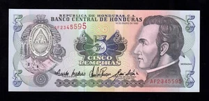 F.C. HONDURAS , 5 LEMPIRAS 1993 , S/C (UNC) , P.63c . - Picture 1 of 2